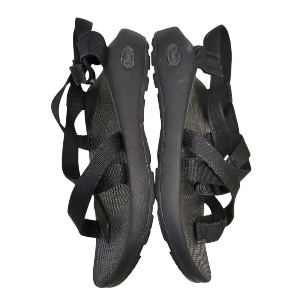 Chaco Classic Sandals Mens Size 7 Wide Black Toe Loop Adjustable Outdoor Hiking